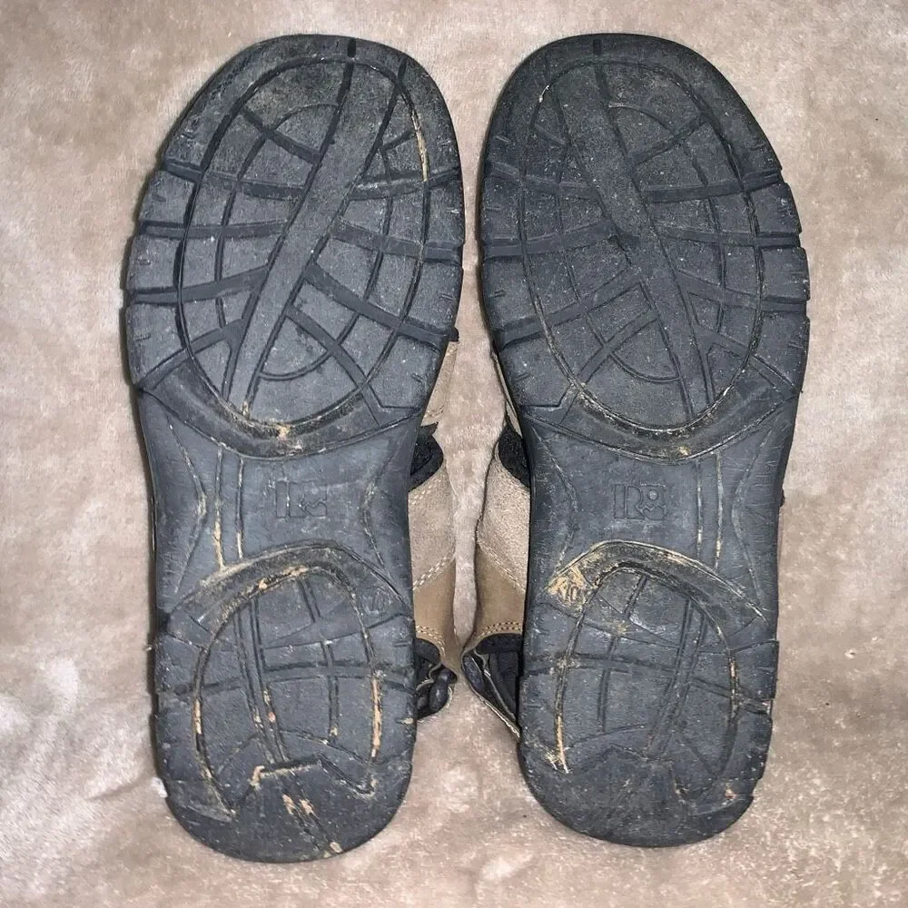 Mens Size 10 Hiking Walking‎ Outdoor Sandals Open Weave Tan Black Ankle Strap